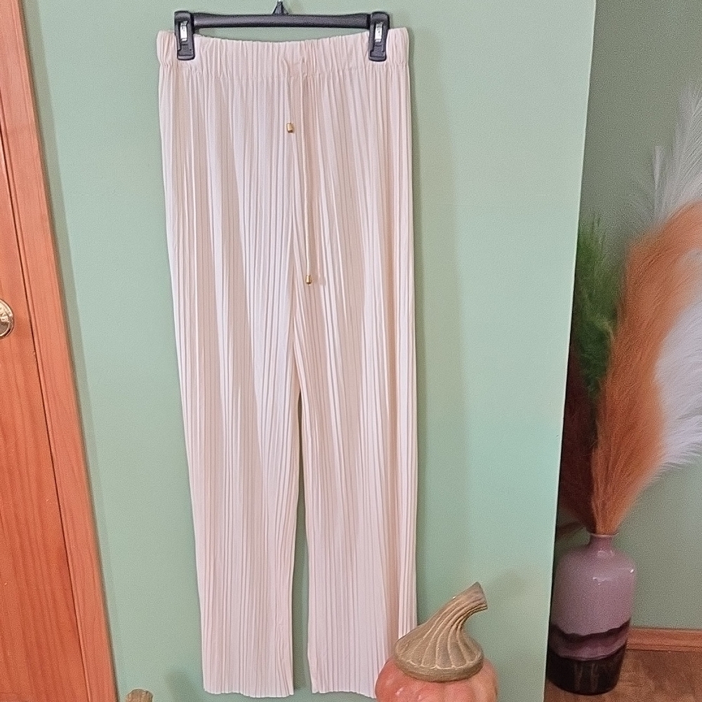 Magic Cream Wide Leg Pleated Pants